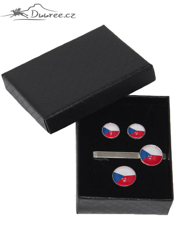 Set Manžetové knoflíky, spona a brož Česká Vlajka