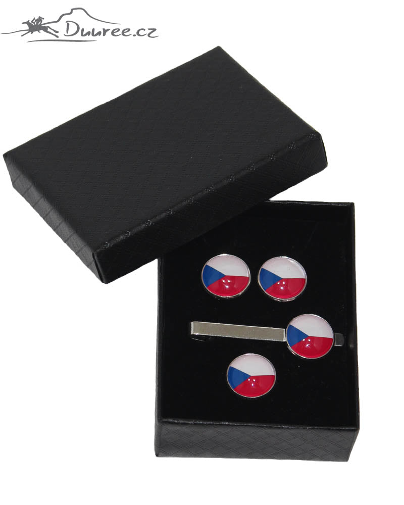 Set Manžetové knoflíky, spona a brož Česká Vlajka