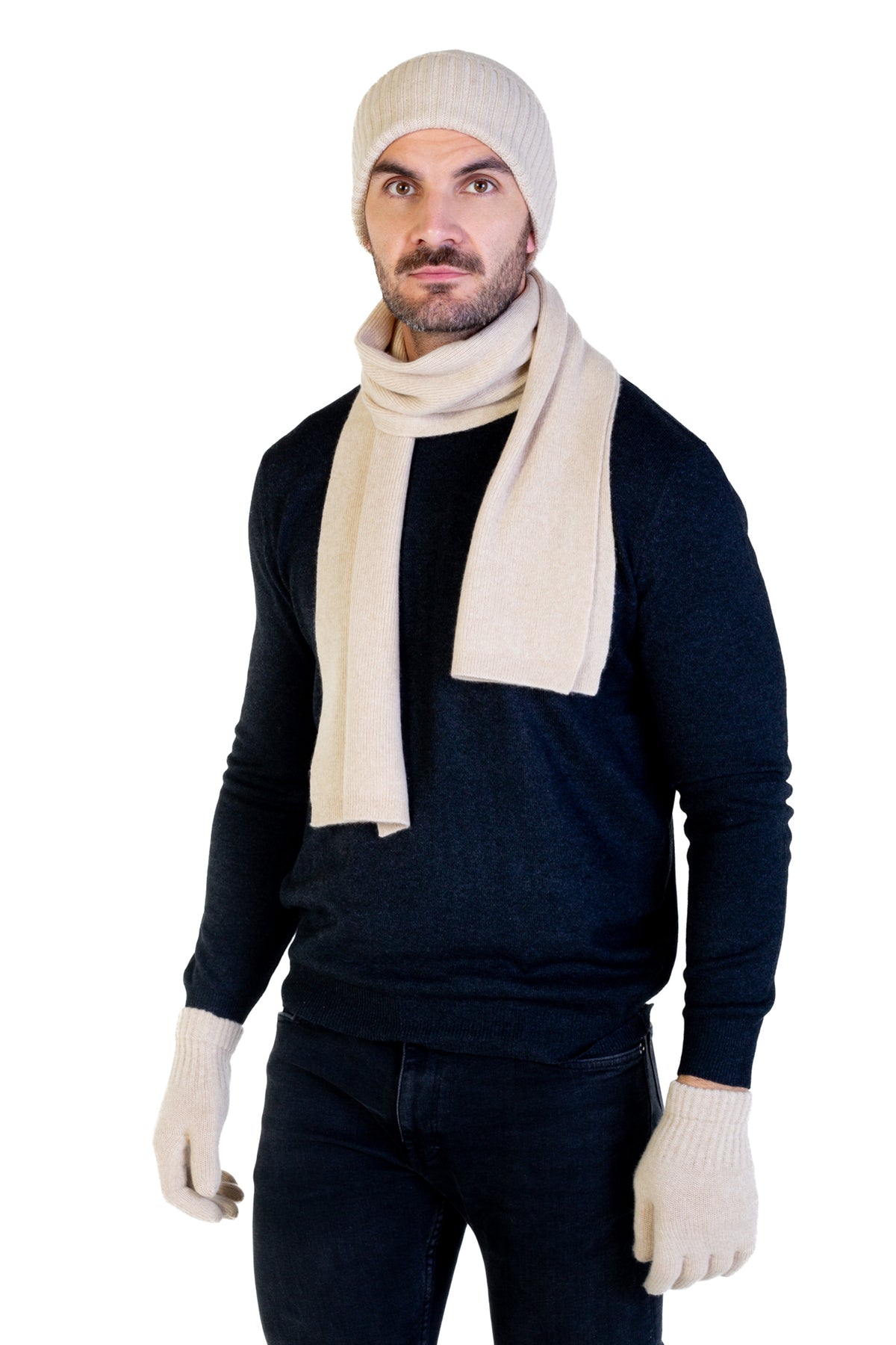 Dárkový 3 set Classik čepice, rukavice a šála 100% kašmír